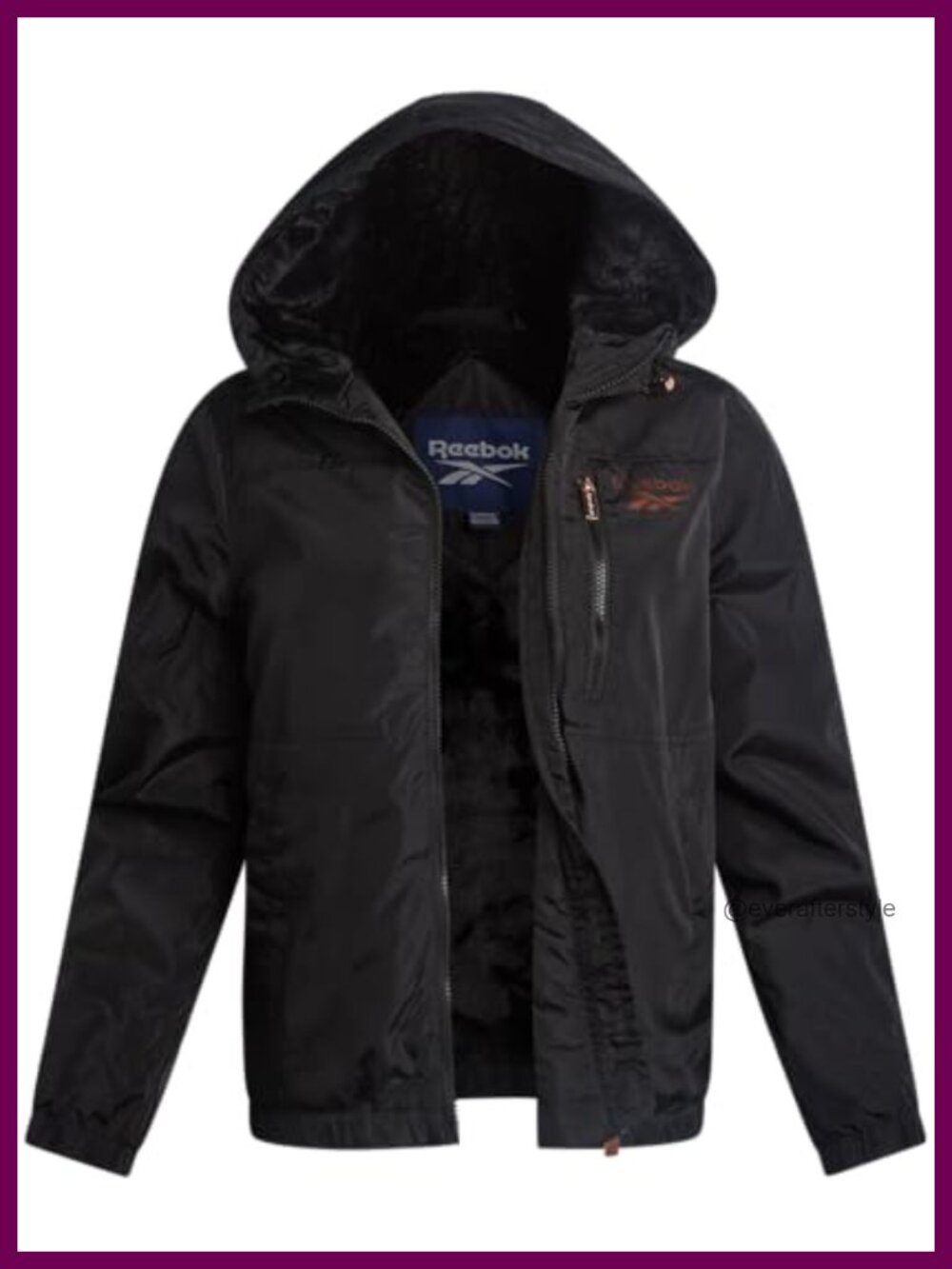 Reebok Sherpa Lined Rain Jacket Full Zip Hood Anorak